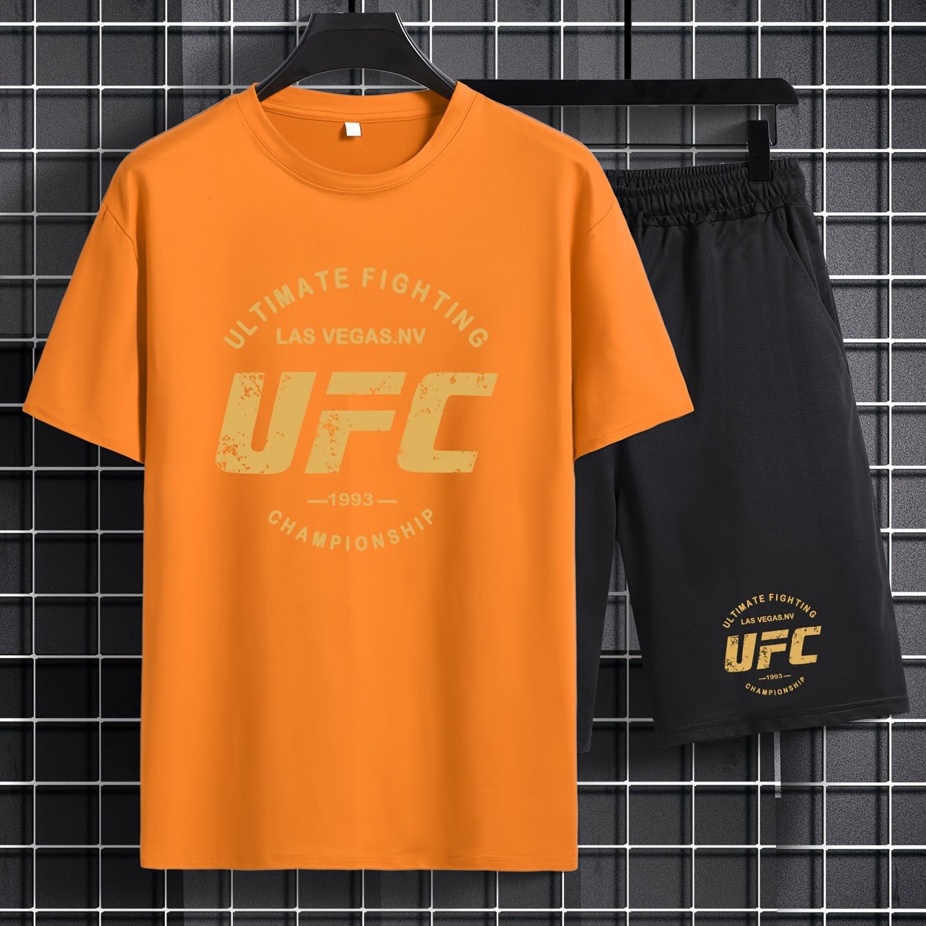 Men's Plus Size Casual Sportswear Set with Printed T‑Shirt and Drawstring Shorts