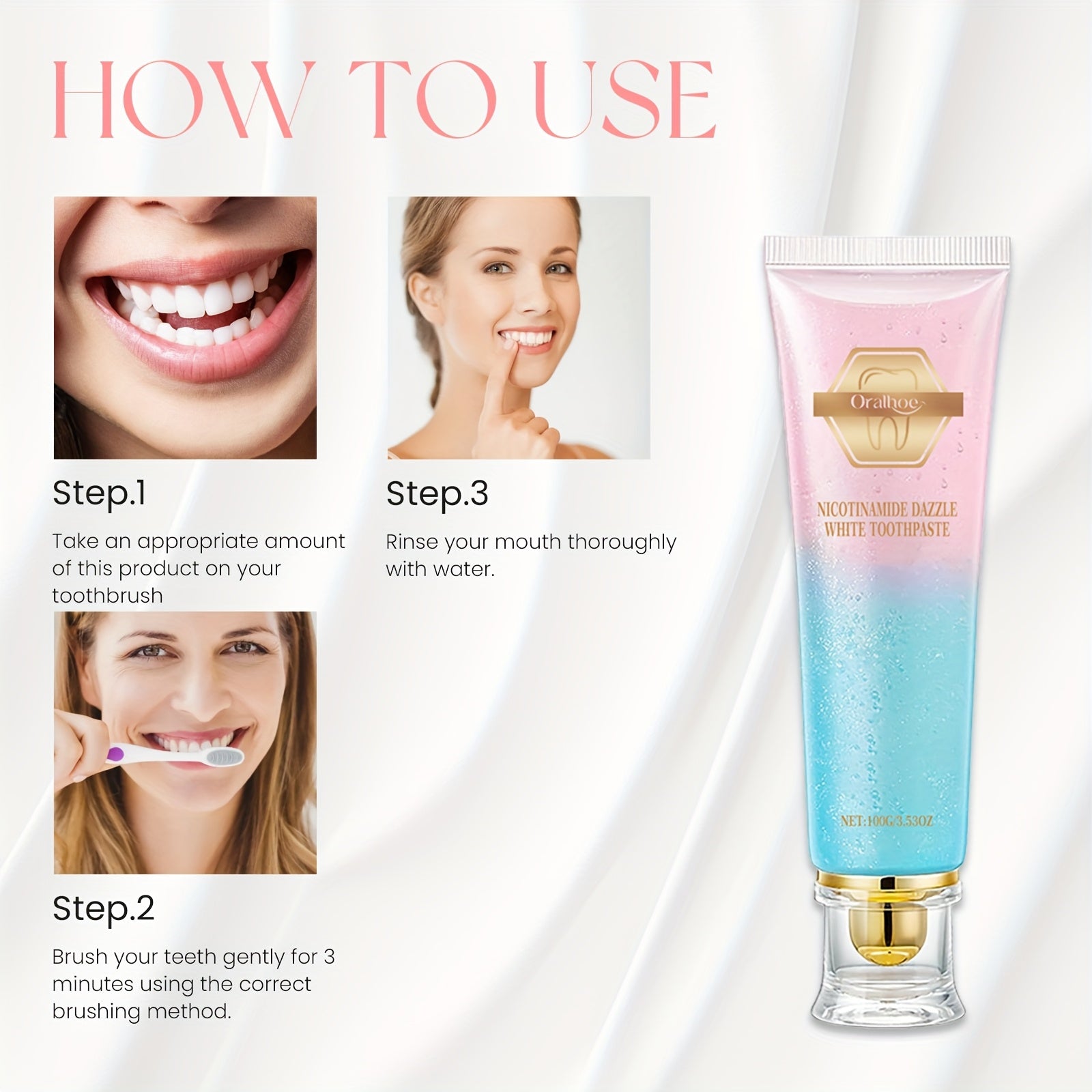 Whitening Toothpaste 100g Deep Clean Fresh Breath Peppermint Aloe