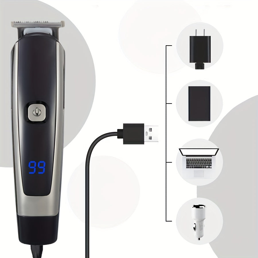 6-in-1 Hair and Beard Trimmer Set with LCD Display USB Rechargeable Body Grooming Kit