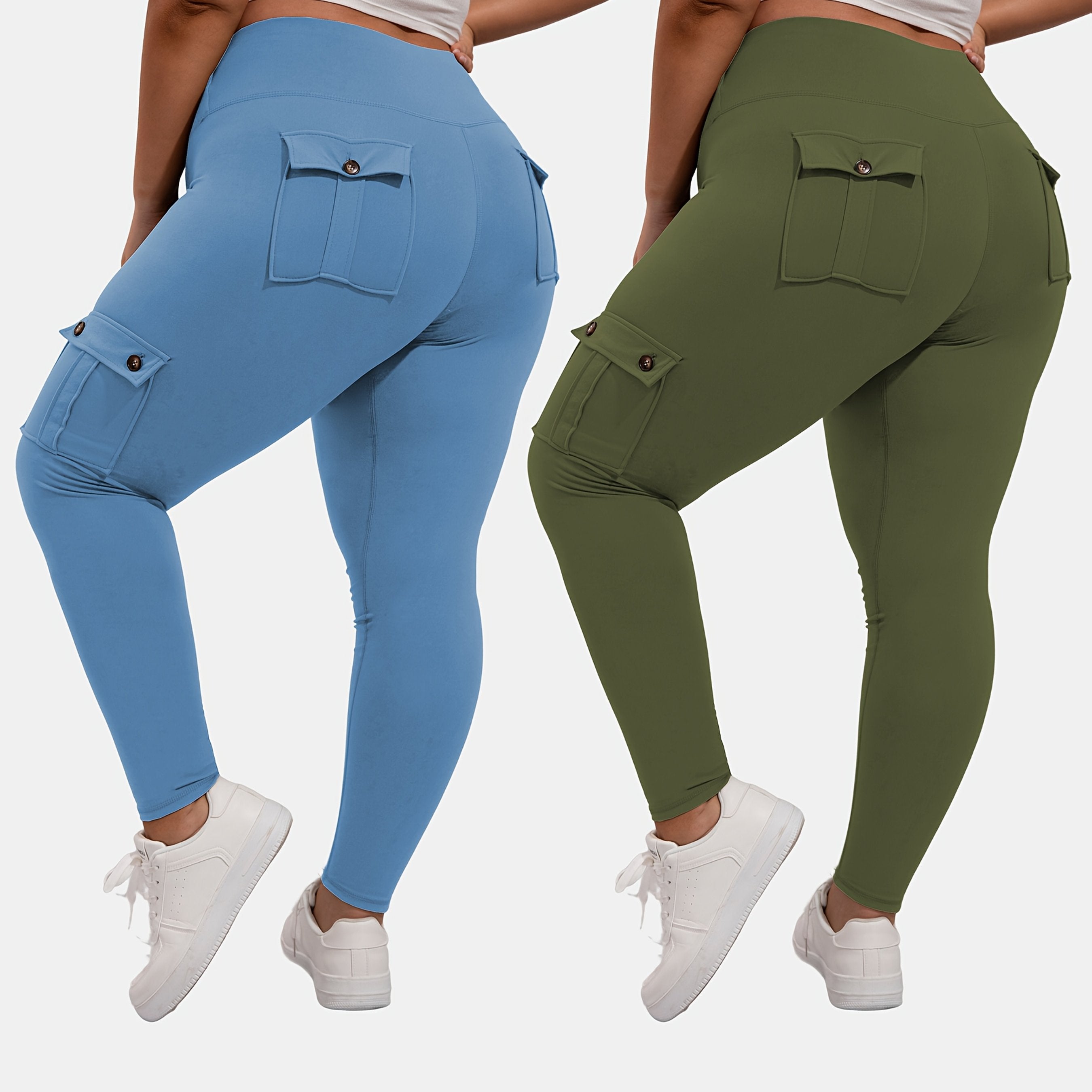 Ayollar uchun sport legginslari yuqori bel, qorin nazorati, namlikni olib tashlovchi, yugurish va yoga uchun, qora, 2 ta paket