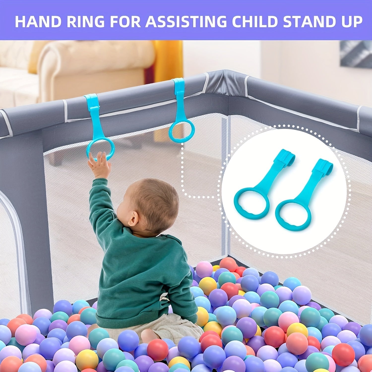 Kids Playpen 119.89cm with Safety Guardrail and Zipper Door for Indoor Outdoor Use