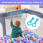 Kids Playpen Gray Polyester Enclosed Safe Play Area with Zipper Doors