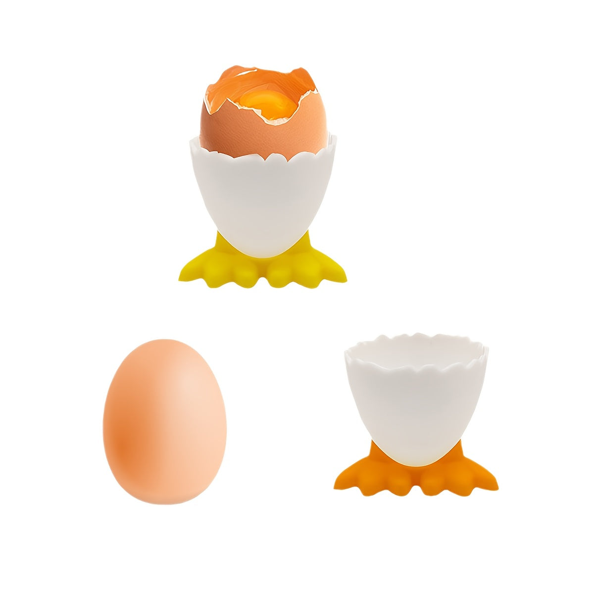 Set of 5 to 10 Plastic Egg Holder Cups Food-Safe Breakfast Egg Containers