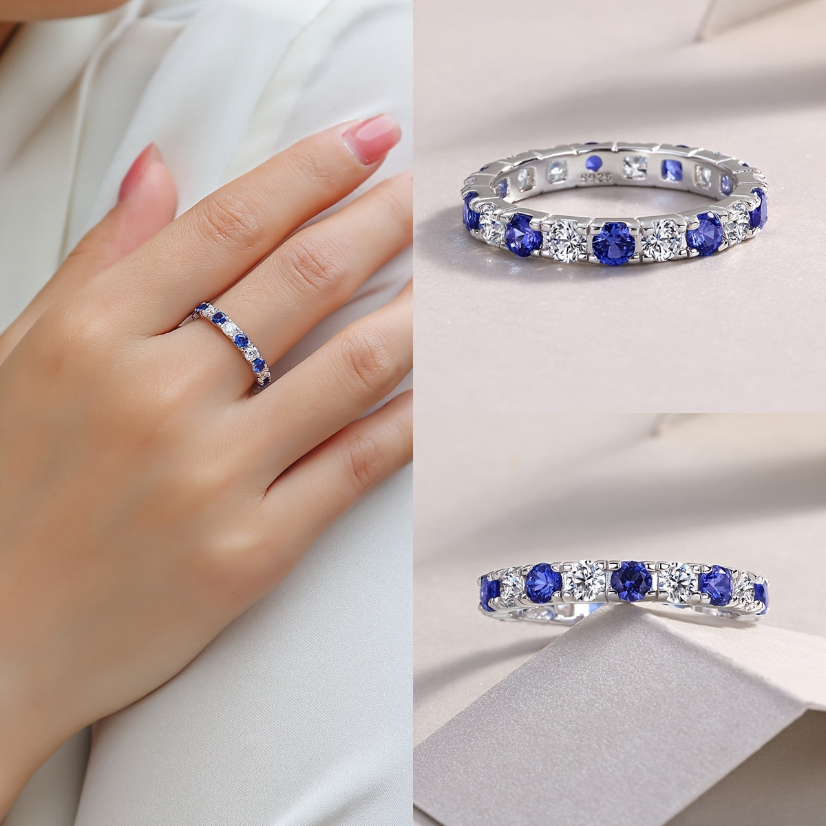 Кольцо из стерлингового серебра с моссанитом и лабораторно выращенными изумрудами, рубинами, сапфирами для женщин и мужчин