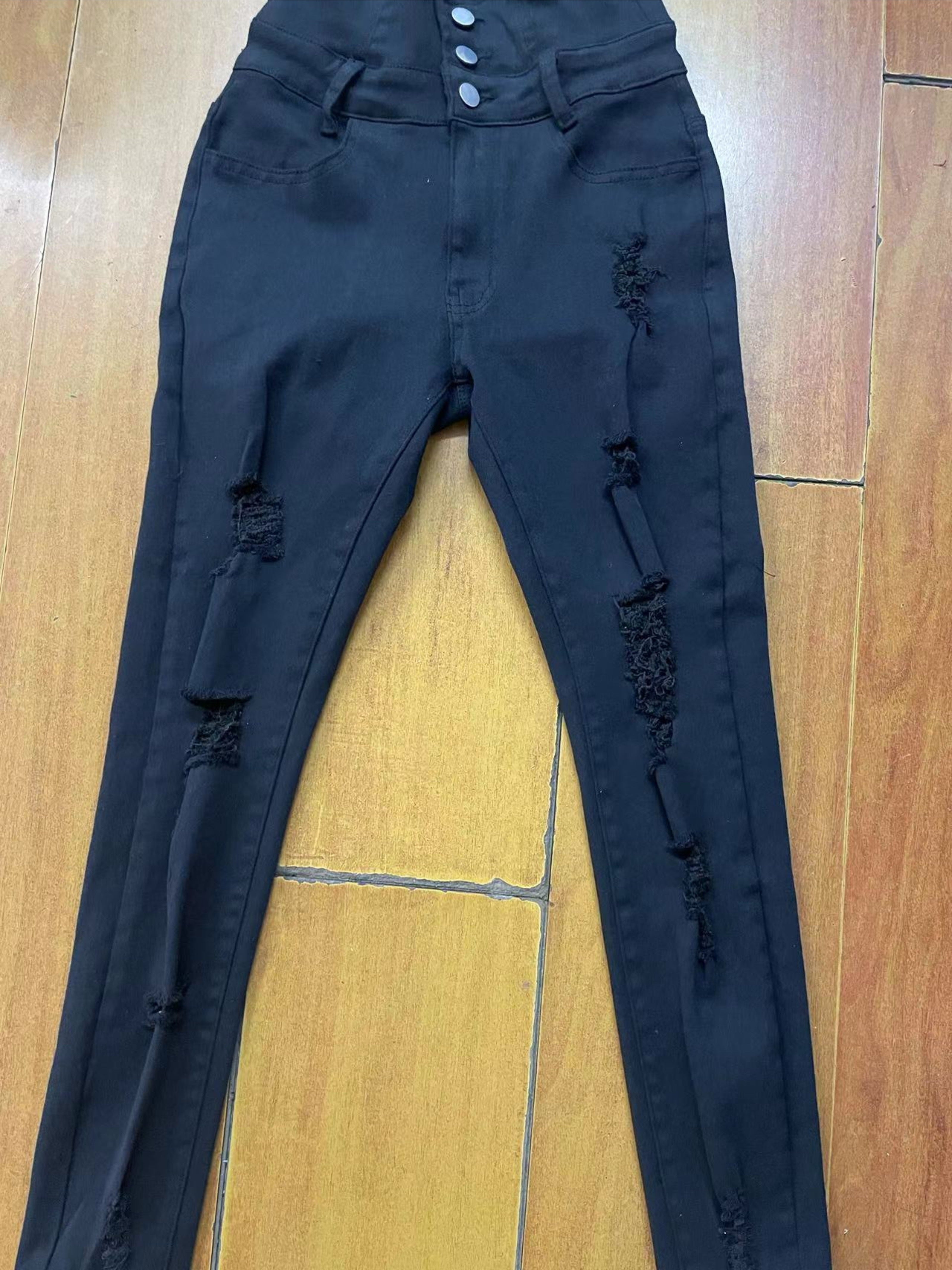 Women's Plus Size Ripped High Rise Skinny Casual Jeans