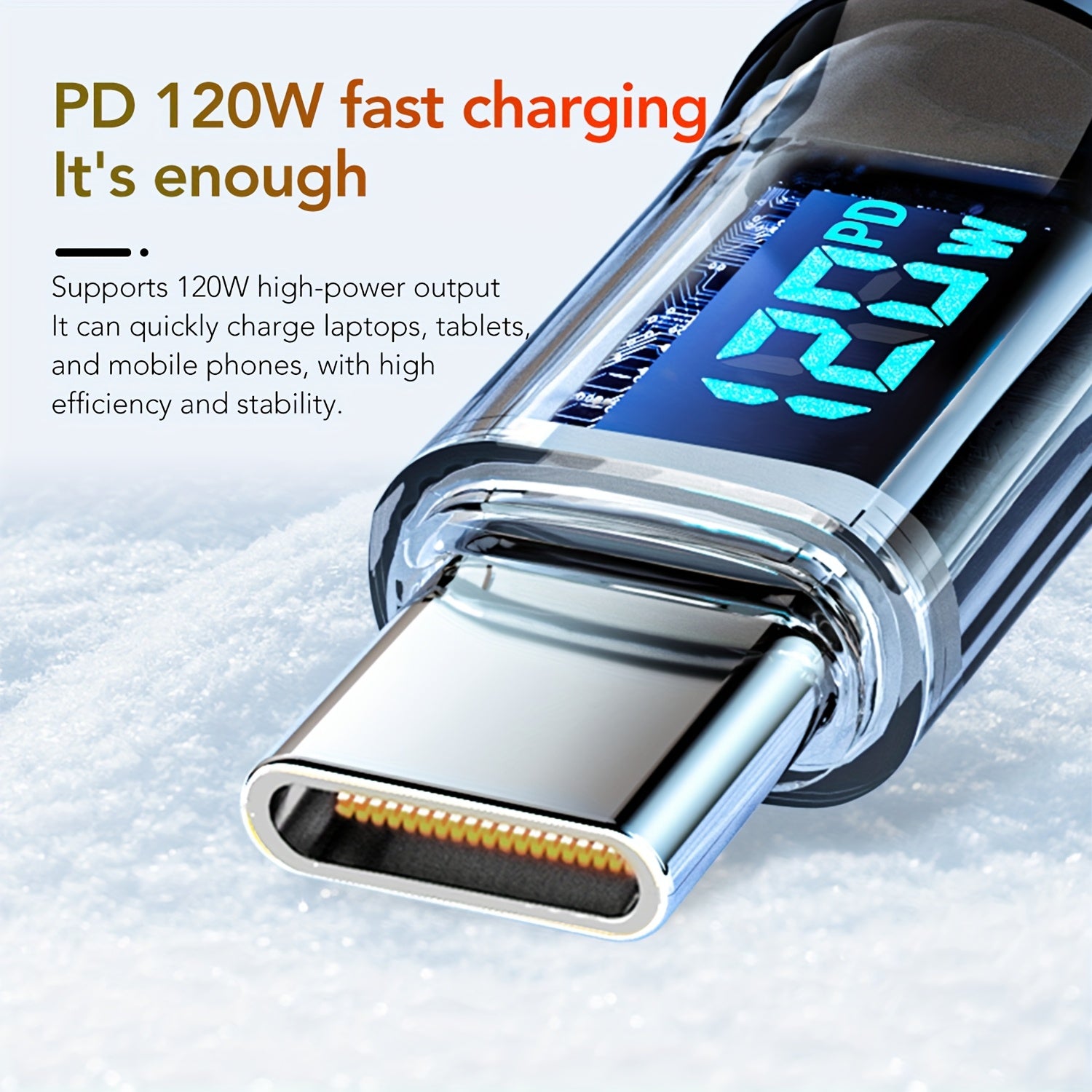 120W USB-A to Type-C PD Nylon Charging Cable for Fast Data Sync Durable PVC
