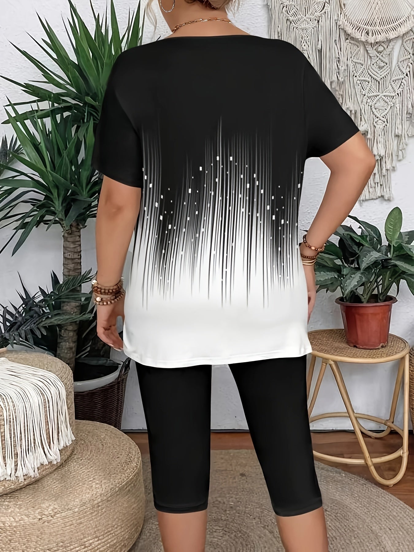 Plus Size Floral Print Crew Neck T-Shirt for Women Soft Stretch Casual