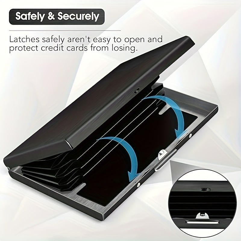 Slim RFID Blocking Stainless Steel Credit Card Holder for Men and Women Black 6 Slots