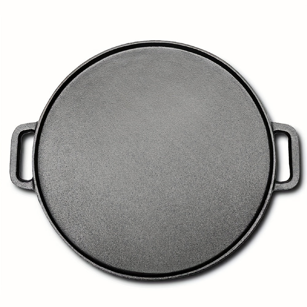 Double-Sided Cast Iron Roasting Pan with Grill Plate Reversible Non-Stick Cookware
