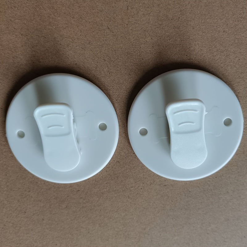 Set of 2 White Shower Curtain Clips with Splash Guard, Strong Plastic, Floor-Friendly