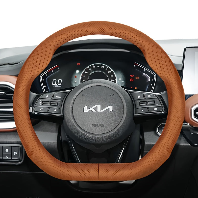 Universal Ultra-Thin Faux Leather Steering Wheel Cover Breathable Non-Slip