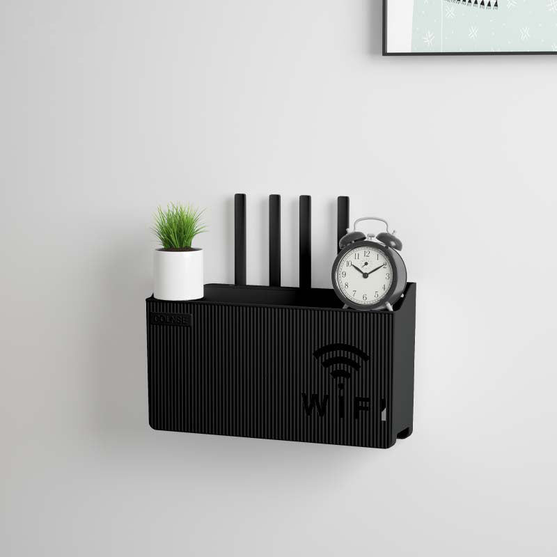 Wireless Router Wall Mount Organizer with Easy-Install Wall Mount and Utility Hooks