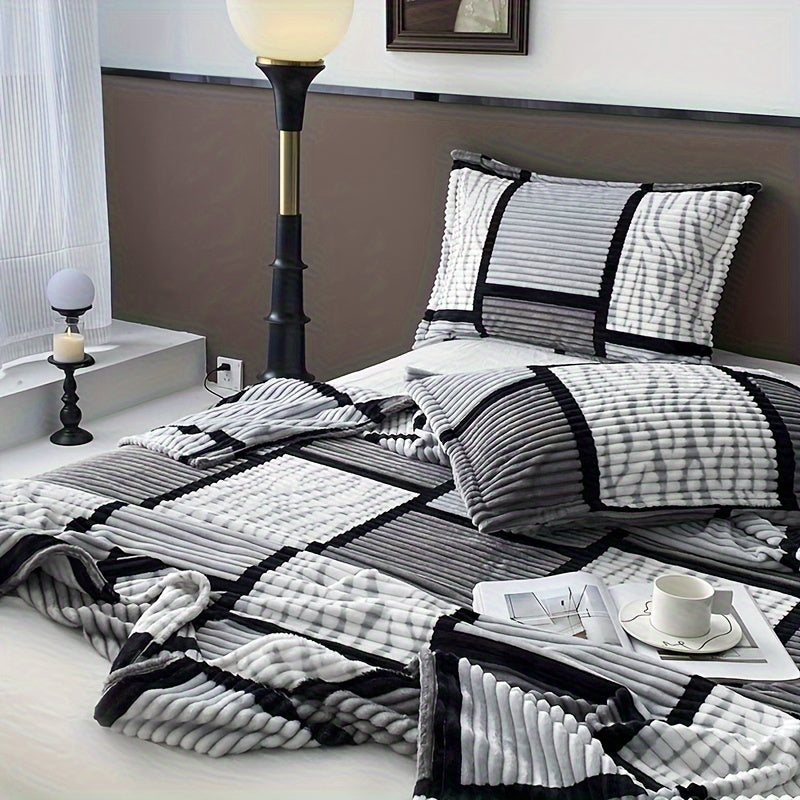 Manta de terciopelo impresa geométrica para cama, sofá, camping, aire acondicionado, todas las estaciones