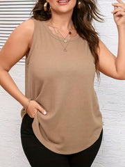 Женская майка без рукавов большого размера с изогнутым краем и рифлестым текстурным узором