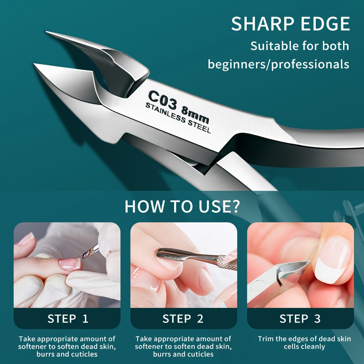 Space Gray Stainless Steel Cuticle Nippers for Manicure and Pedicure