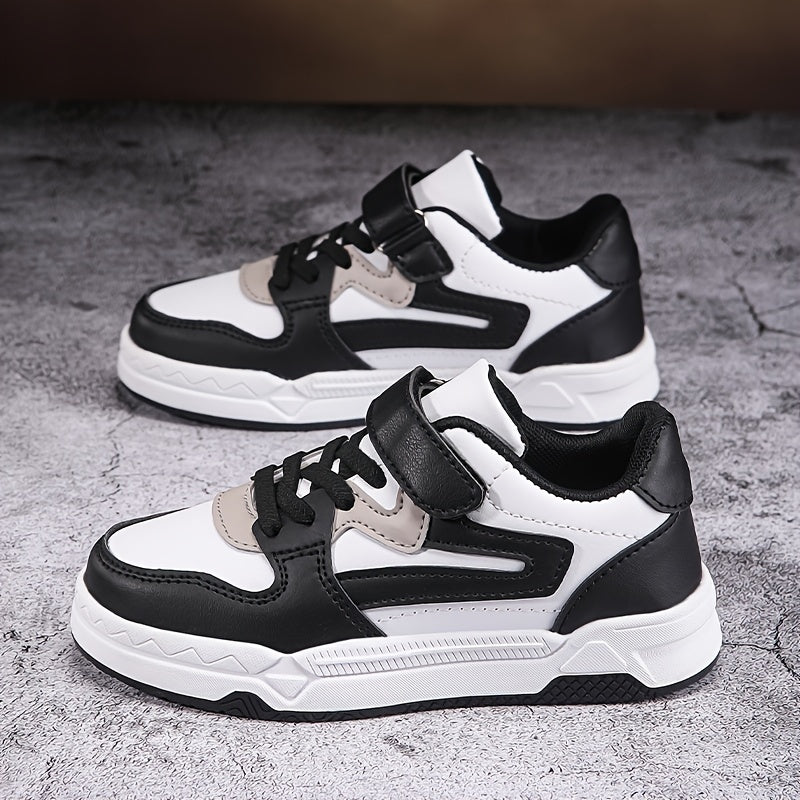 Youth Skateboarding Sneakers for Boys with Star and Moire Patterns Mid Top TPR Sole