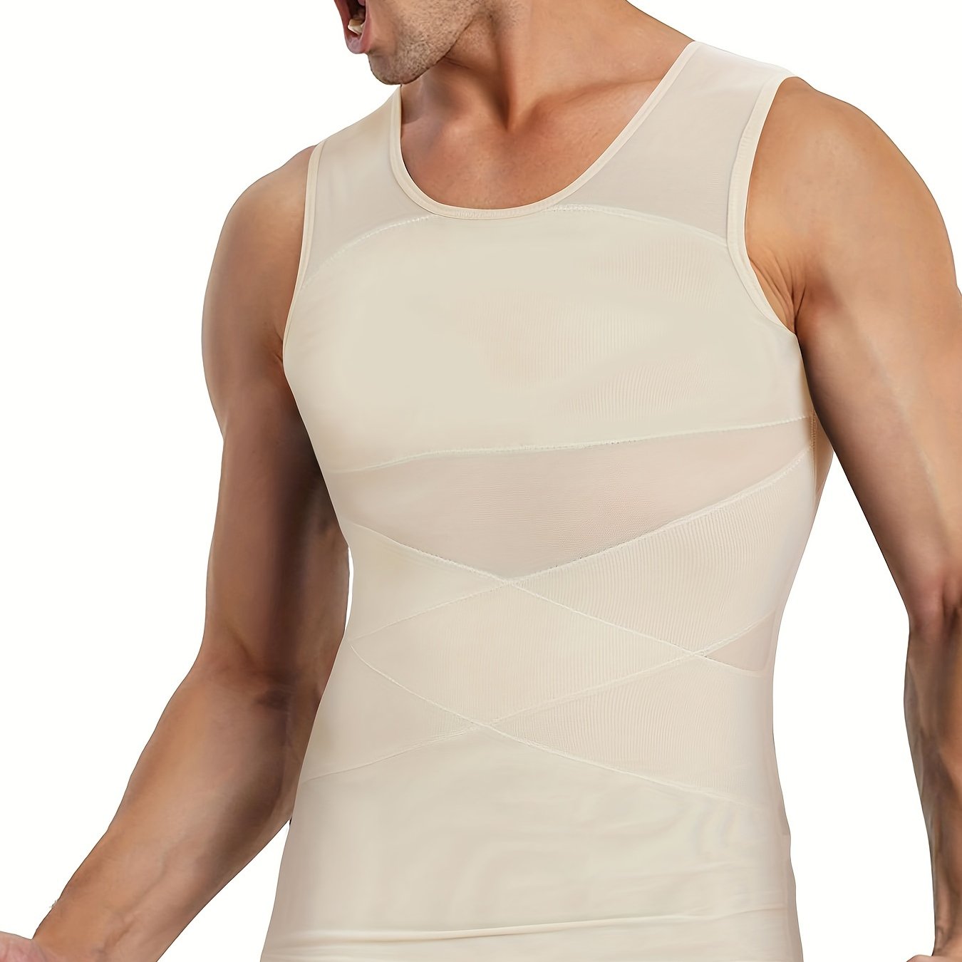 Camiseta ajustada de compresión para hombre, moldeador corporal de nylon y spandex, chaleco de entrenamiento de color sólido