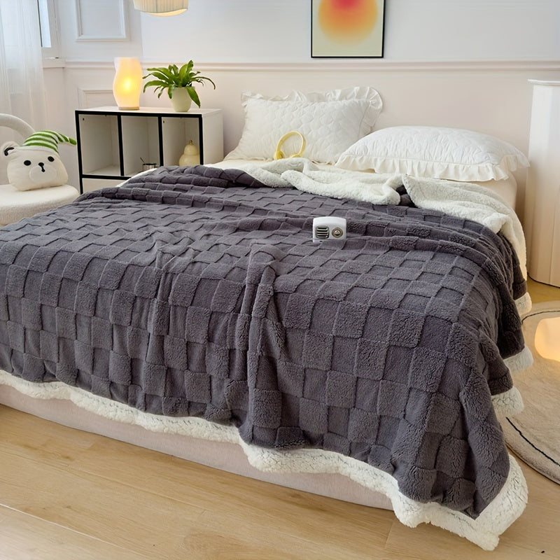 Double-Layer Taffeta Knitted Throw Blanket Cozy Warm Soft All-Season Bed Couch Travel