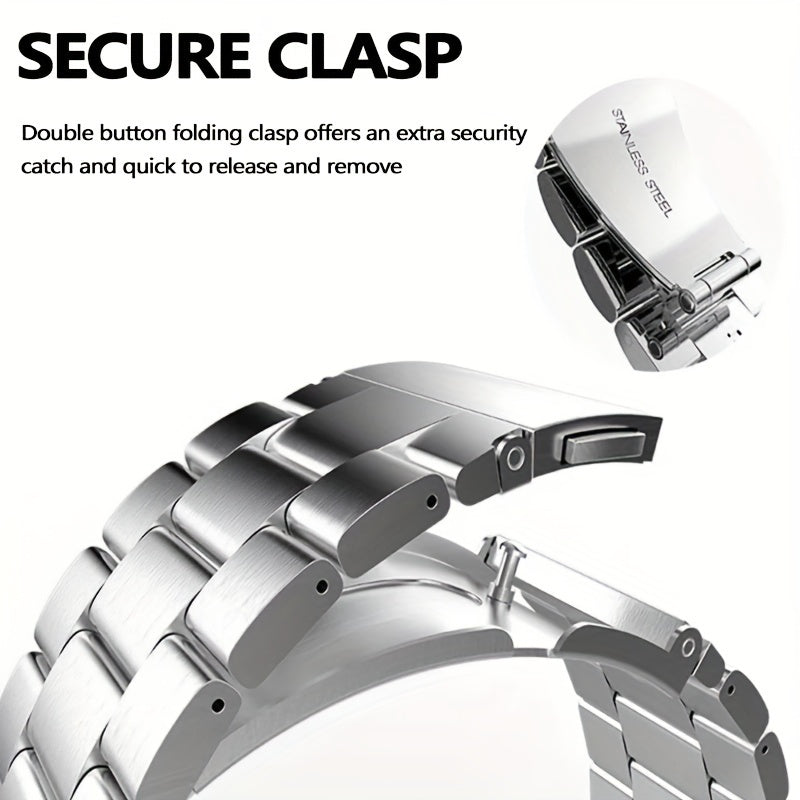 Stainless Steel Watch Band 16mm-24mm for Smartwatches and Traditional Watches Not Water Resistant