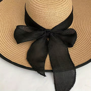 Women's Straw Wide Brim Sun Hat with Bow for Beach and Outdoor Sun Protection