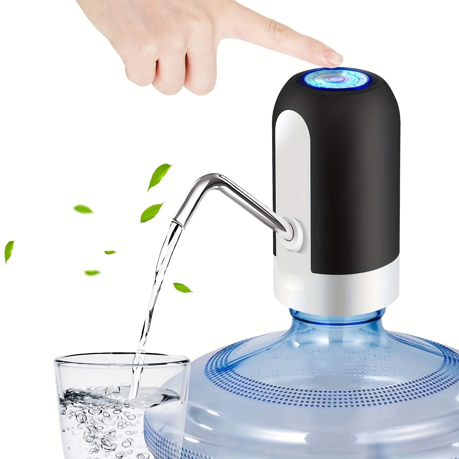 Rechargeable Electric Water Bottle Pump with Stainless Steel Spout and Silicone Hose