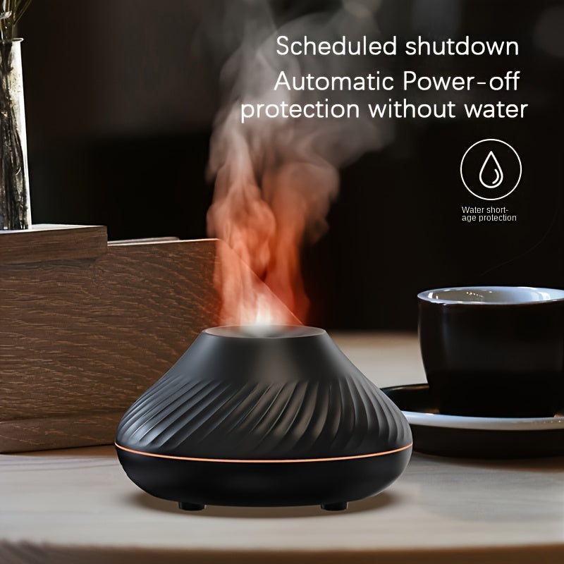 USB-Powered Soundwave Humidifier with 7-Color Flame Aromatherapy Light