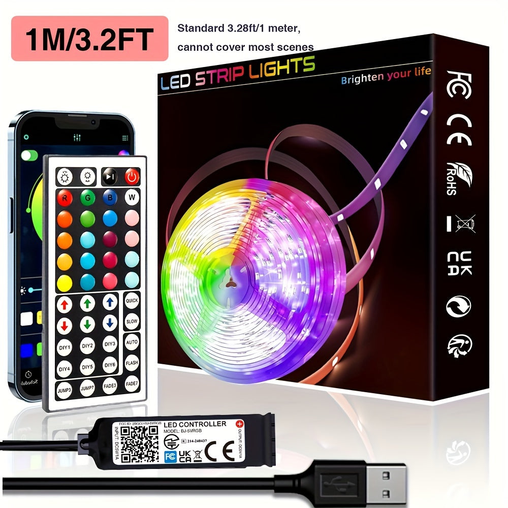 Ilova va masofadan boshqarish bilan sozlanadigan LED chiziqli chiroqlar, yotoqxona, TV, partiyali bezak uchun