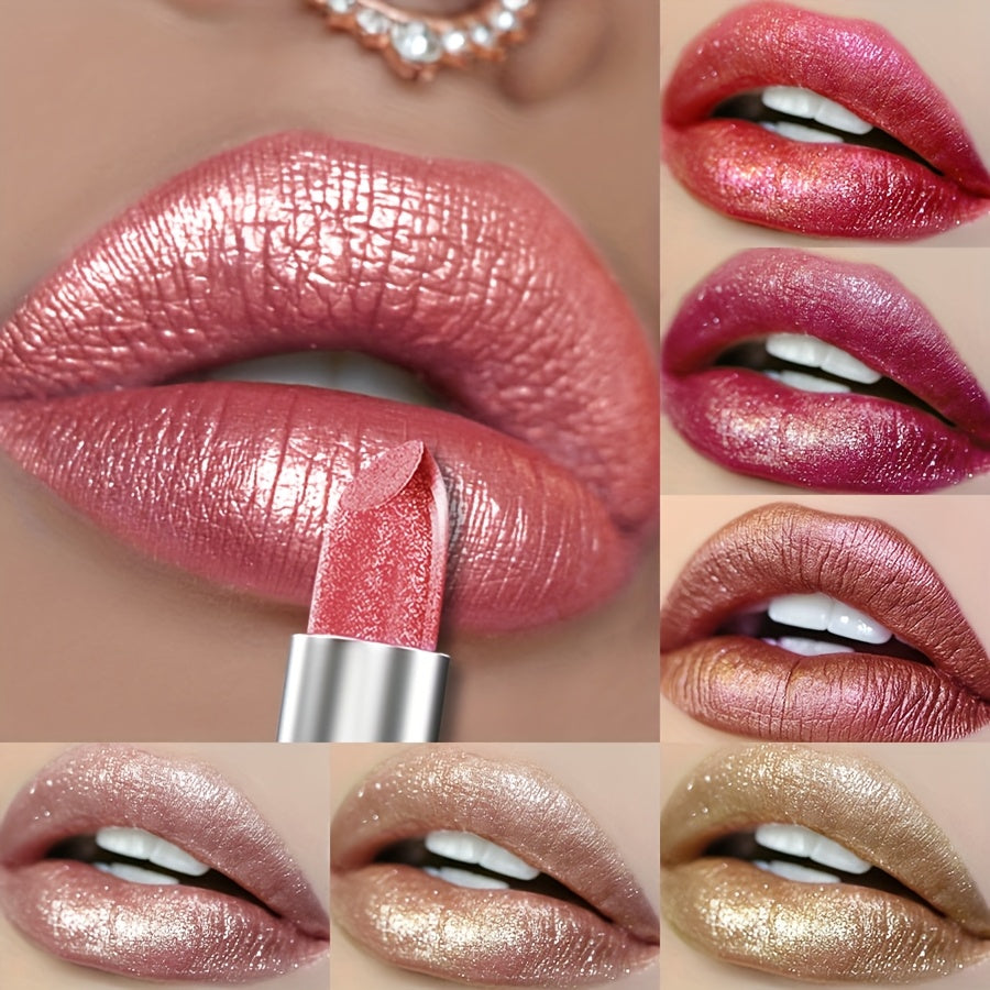 Pintalabios perlescente para mujer, de alta pigmentación, no se desvanece, con gloss hidratante