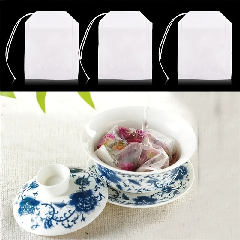 Set of 100 Food Grade Non-woven Fabric Tea Filter Bags for Loose Leaf Tea