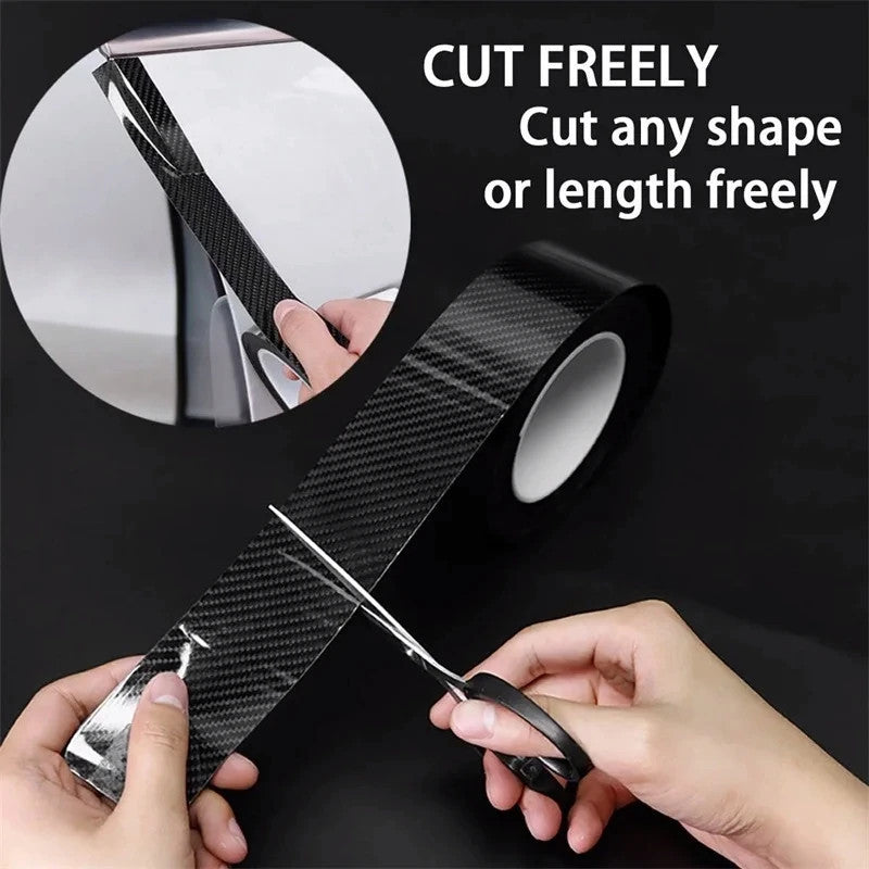 Universal Car Door Edge Protector Nano Carbon Fiber Waterproof Scratch-Resistant Tape Black