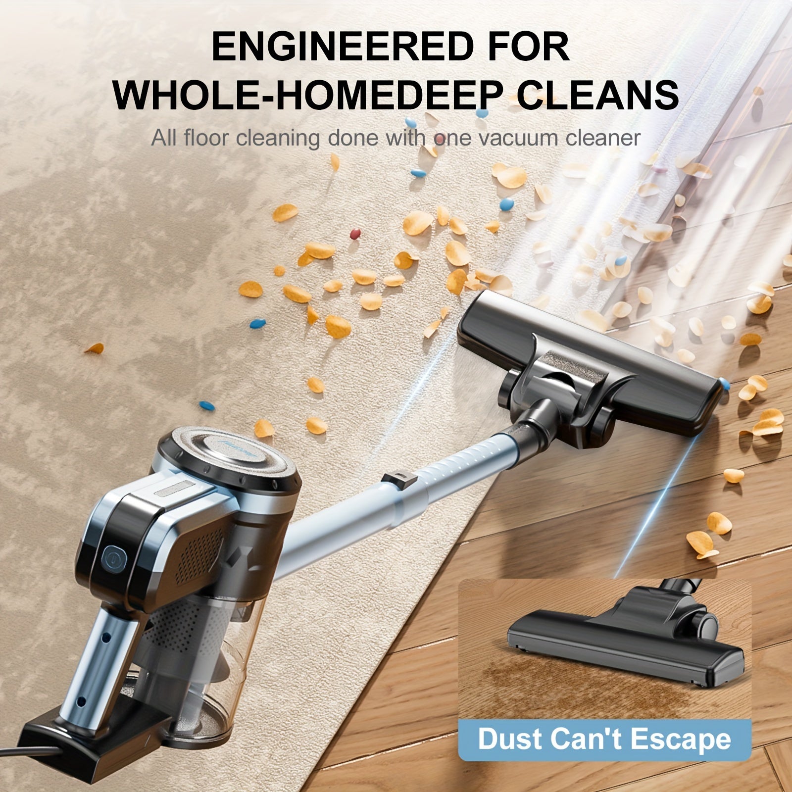 Lightweight EU Plug Vacuum Cleaner with Powerful Suction 18000Pa 1.2L Corded