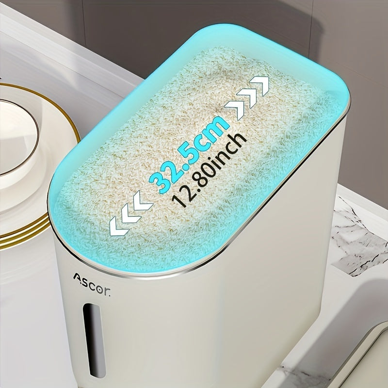 Katta hajmli avtomatik guruch dozatori - namlik va hasharotlarga qarshi, qayta ishlatiladigan plastmassa saqlash konteyneri, oshxona tashkilotchisi, 9.98kg.