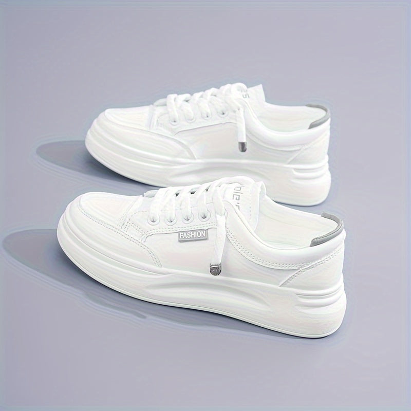 Women's White Breathable Sneakers for Running Casual and Skateboarding