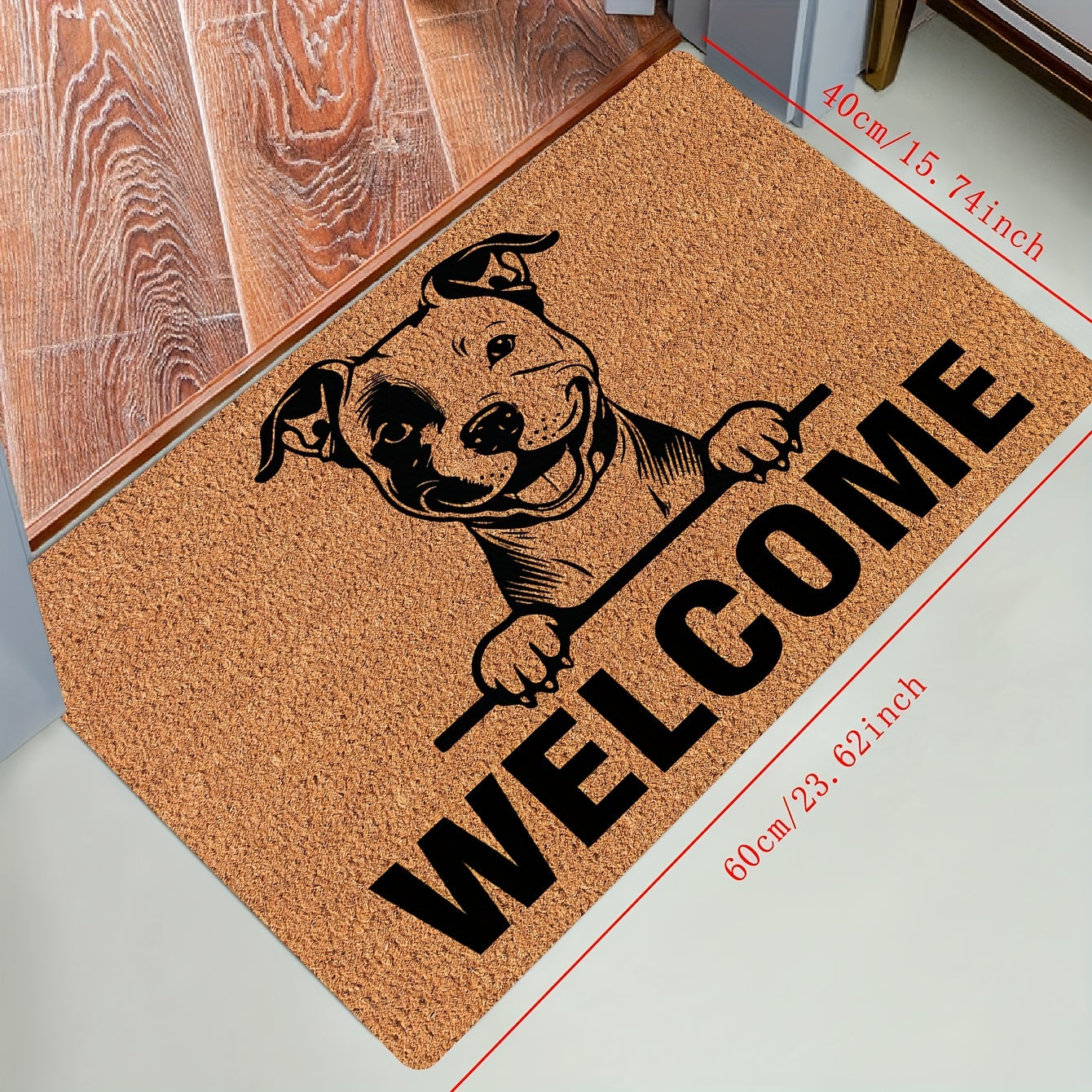 Durable Pit Bull Welcome Doormat Stain-Resistant Indoor Outdoor Polyester