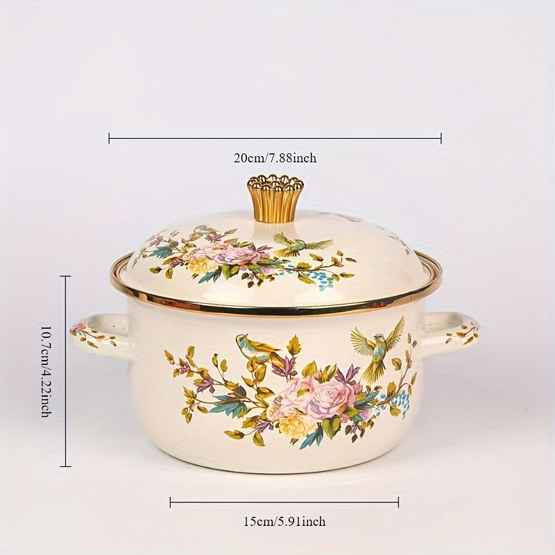Enamel Soup Pot Double Handle High-Temperature Resistant for Stews and Boiling