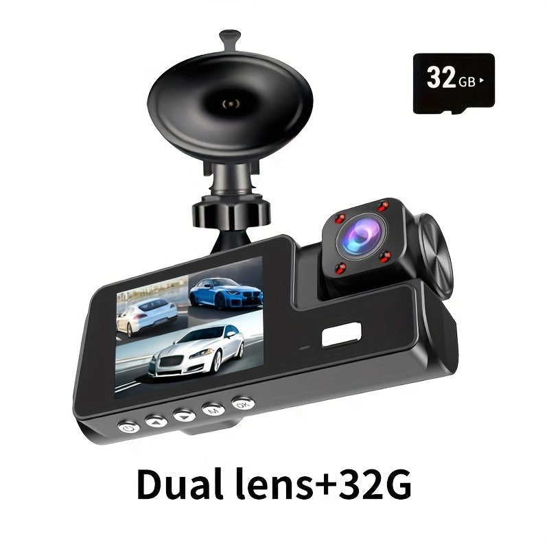 3-канальная автомобильная видеорегистратор FHD 1080P ночное видение циклическая запись G-сенсор ультра широкий угол