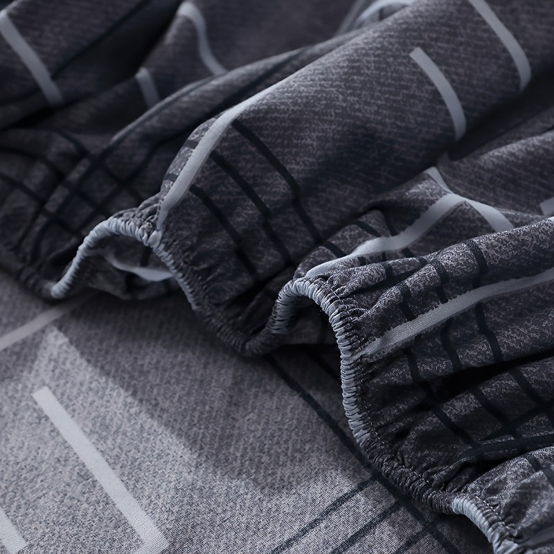 Geometric Print Fitted Sheet Deep Pocket Bed Bedding Mattress Protector for Bedroom or Guest Room