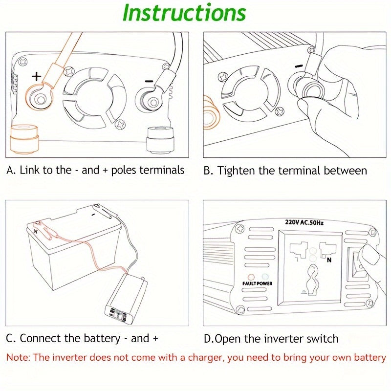 Портативный автомобильный инвертор мощности 3000 Вт, DC 12 В в AC 220 В с европейской вилкой