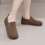 Women's Slip-On Loafers with Soft Sole and Quilted Brown Fabric