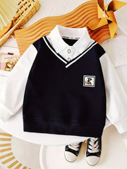 Kids Boys Color Block Sweatshirt with Hood and Stretch Fabric for All Seasons