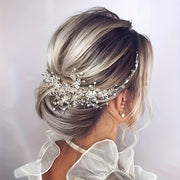 Bridal Headband with Crystals and Faux Pearls Wedding Hair Accessory for Women