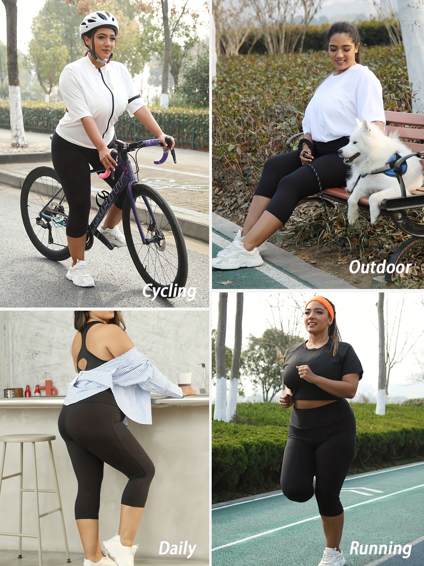 Plus Size Women's High Waisted Capri Leggings Tummy Control Soft Active Wear
