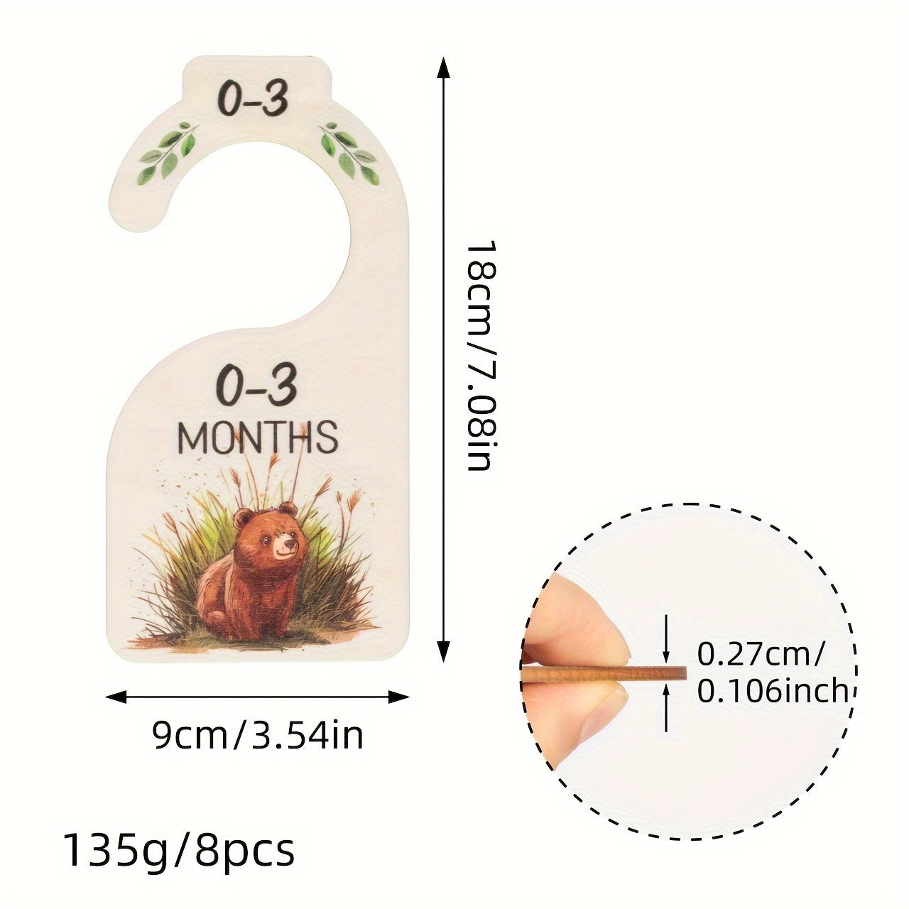 8 ta yog'och kiyim saqlash shkafi bo'linmalari to'plami, xonani bezatish uchun yoqimli ikki tomonlama saqlash, yog'och kiyim osgichlari kiritilgan