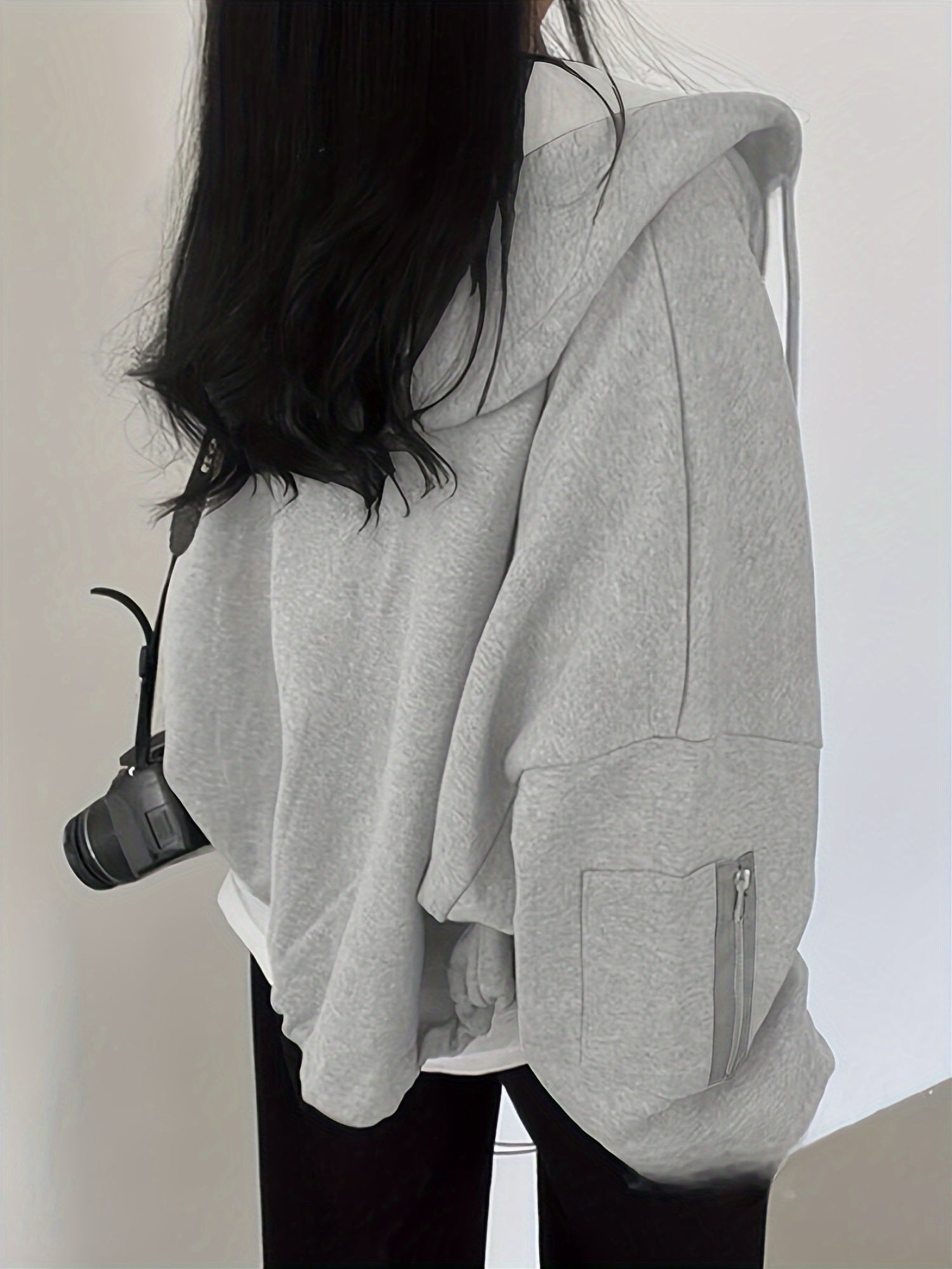 Women’s Y2K Hooded Sweatshirt Short Length Loose Fit Solid Jersey Casual Wear