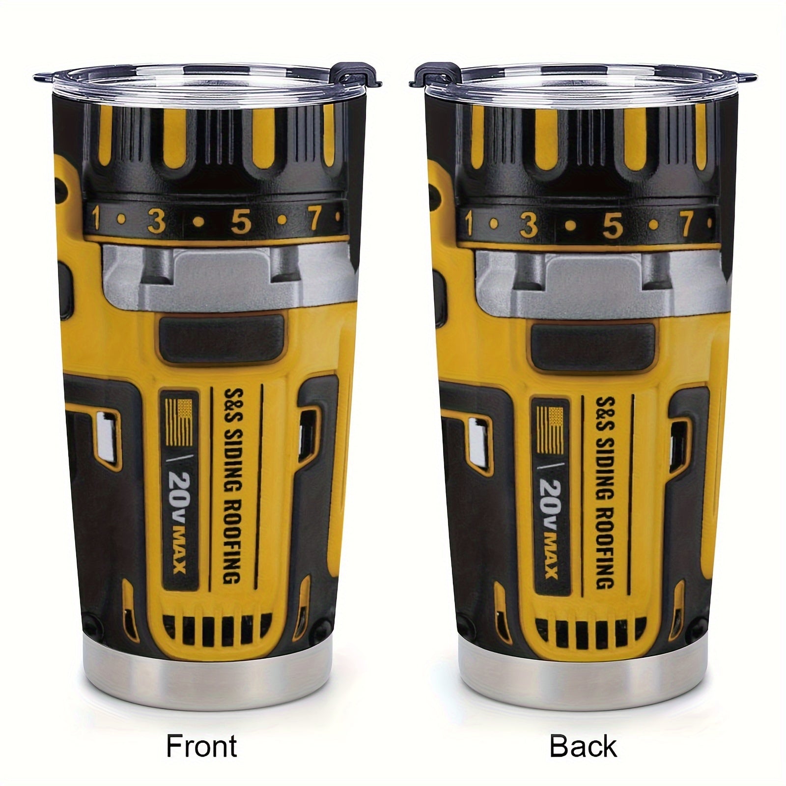 Vaso aislado de acero inoxidable de 20oz con patrón de herramientas para café, viajes y deportes