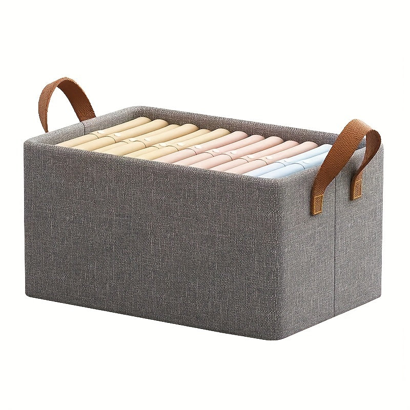 Fabric Storage Box with Steel Frame and Polyester Drawer Organizer for Clothes and Pants