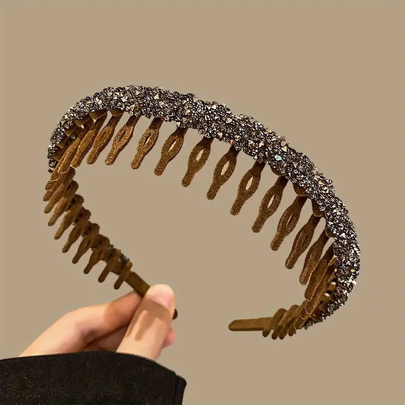 Women and Girls Sparkling Rhinestone Headband Vintage Plastic Hair Accessory
