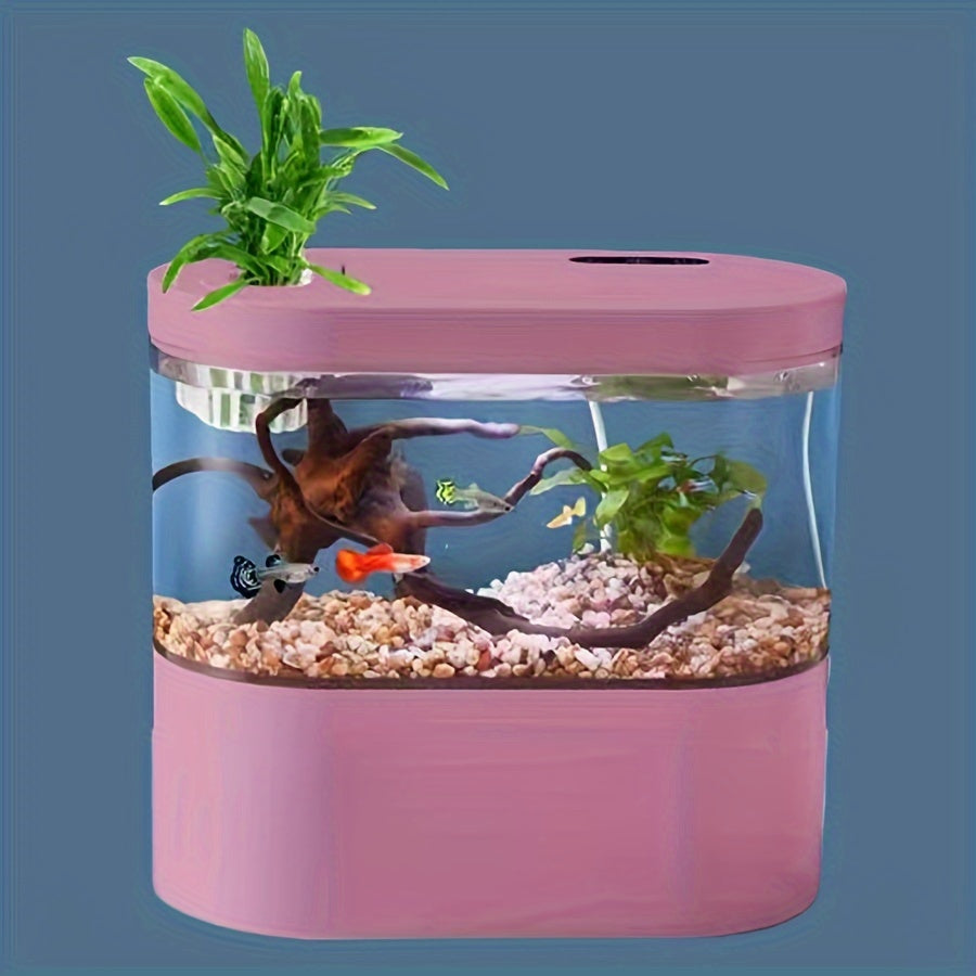 Oval LED Fish Tank with Smart Clean Technology and USB Rechargeable