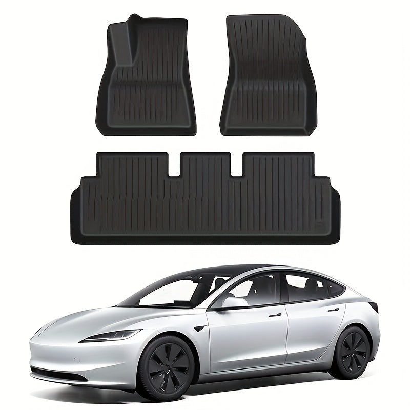 Car Floor Mats Set for Tesla Model 3 Highland 2024 All-Weather TPE 3D