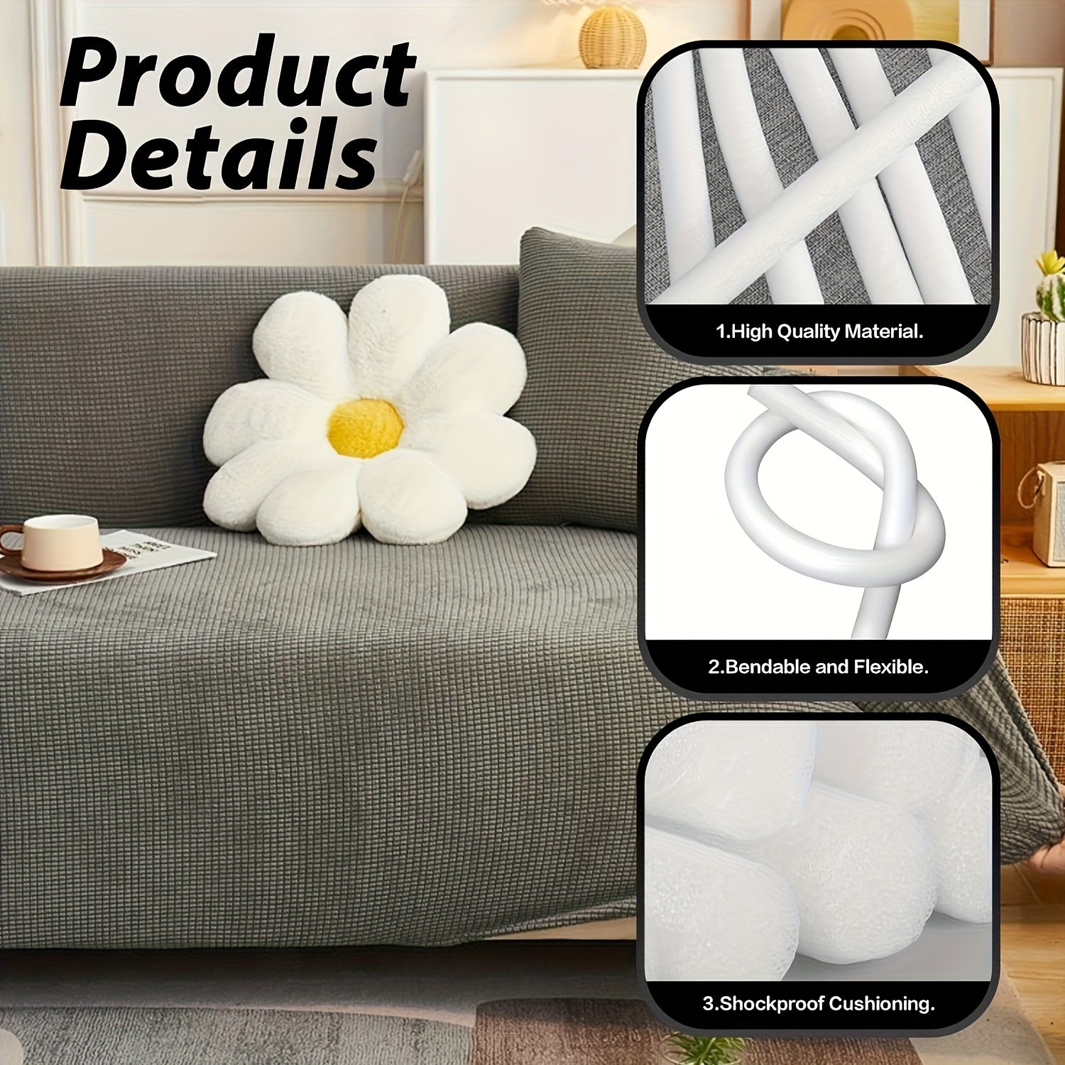 Set of 10 White Foam Sofa Gap Fillers 27cm Non-Slip Tuck Grips